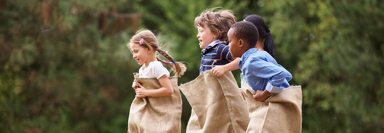 Children in a Sack Race