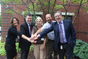 From left to right: Danielle Lindley-Mitchell, NCSS director of Children, Youth & Family Services; Todd Bauman, NCSS executive director; Pam Parsons, NOTCH executive director; Matt Tryhorne, NOTCH clinical director; Stephen Broer, NCSS director of Behavioral Health Services 