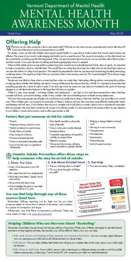 2020 DMH MENTAL HEALTH AWARENESS WEEK FOUR