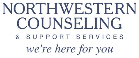 Logo for Northwestern Counseling & Support Services with the tagline were here for you written below in italic font.